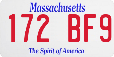 MA license plate 172BF9