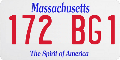 MA license plate 172BG1