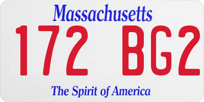MA license plate 172BG2
