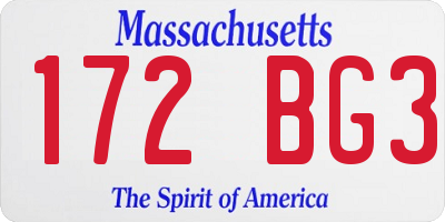 MA license plate 172BG3