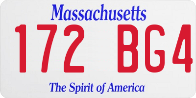 MA license plate 172BG4