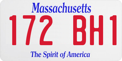 MA license plate 172BH1