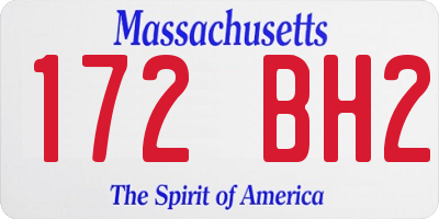 MA license plate 172BH2