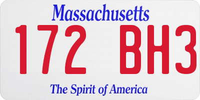 MA license plate 172BH3