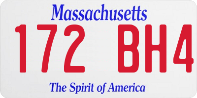 MA license plate 172BH4