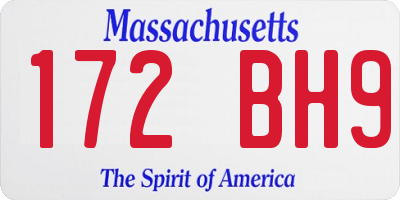 MA license plate 172BH9