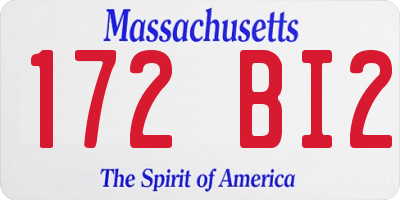 MA license plate 172BI2