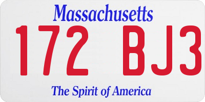 MA license plate 172BJ3