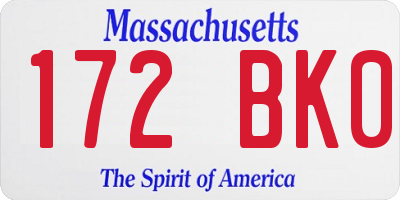 MA license plate 172BK0