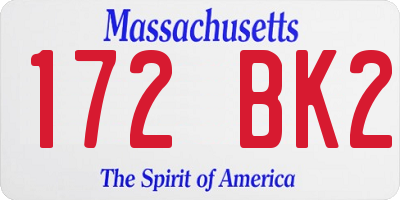MA license plate 172BK2
