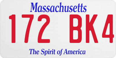 MA license plate 172BK4