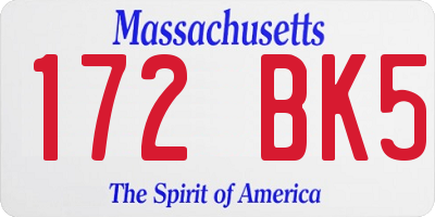 MA license plate 172BK5