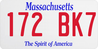 MA license plate 172BK7