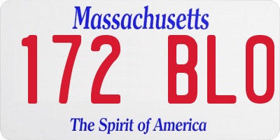 MA license plate 172BL0
