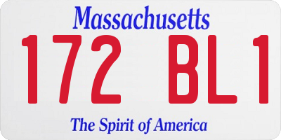 MA license plate 172BL1