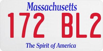 MA license plate 172BL2