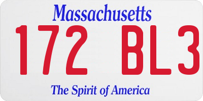 MA license plate 172BL3