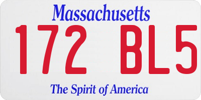 MA license plate 172BL5