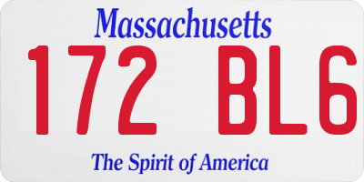 MA license plate 172BL6