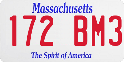 MA license plate 172BM3