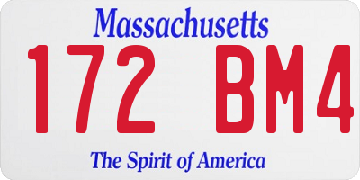 MA license plate 172BM4