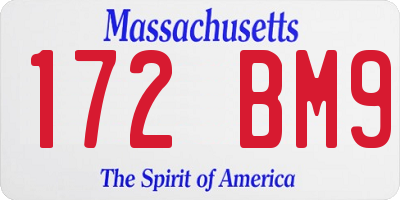 MA license plate 172BM9
