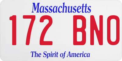 MA license plate 172BN0