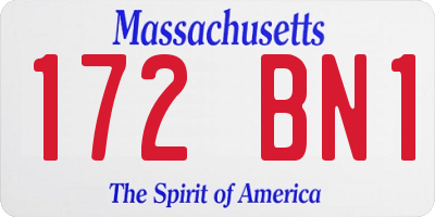 MA license plate 172BN1