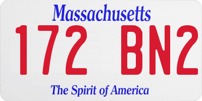 MA license plate 172BN2