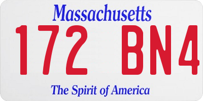 MA license plate 172BN4