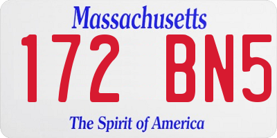 MA license plate 172BN5