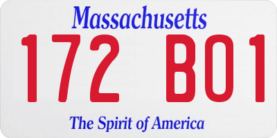 MA license plate 172BO1