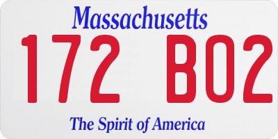 MA license plate 172BO2