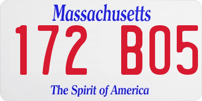 MA license plate 172BO5