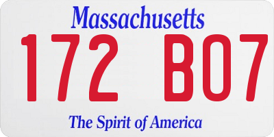 MA license plate 172BO7