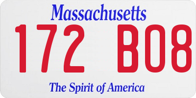 MA license plate 172BO8