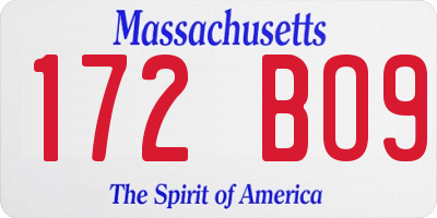 MA license plate 172BO9