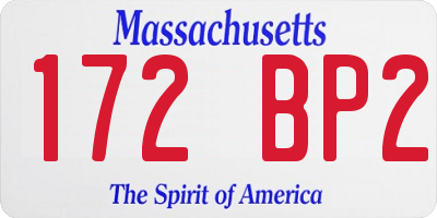 MA license plate 172BP2