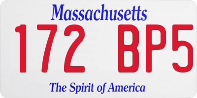 MA license plate 172BP5