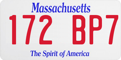 MA license plate 172BP7