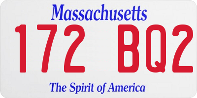 MA license plate 172BQ2