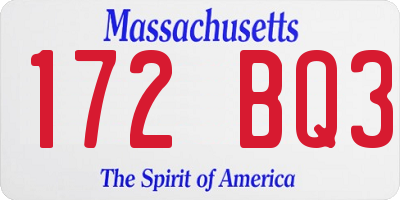 MA license plate 172BQ3