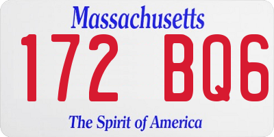 MA license plate 172BQ6
