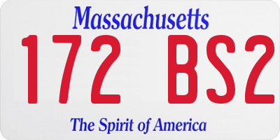 MA license plate 172BS2
