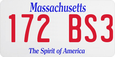 MA license plate 172BS3
