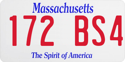 MA license plate 172BS4