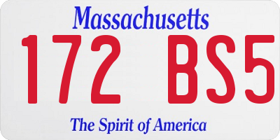 MA license plate 172BS5
