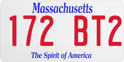 MA license plate 172BT2