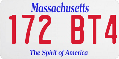 MA license plate 172BT4