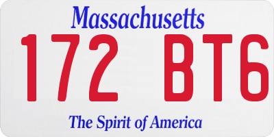 MA license plate 172BT6